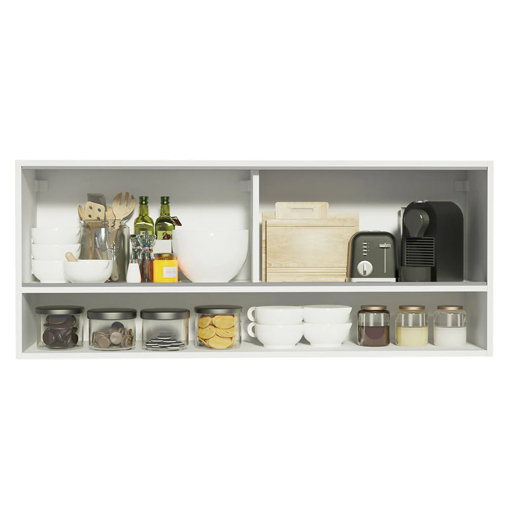 Armário Aéreo Madesa 120cm 2 Portas Correr Vidro Reflex 1 Nicho para Cozinhas Glamy, Lux e Reims Branco - Image 3