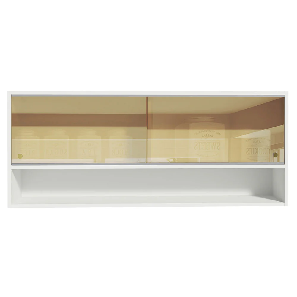 Armário Aéreo Madesa 120cm 2 Portas Correr Vidro Reflex 1 Nicho para Cozinhas Glamy, Lux e Reims Branco - Image 5