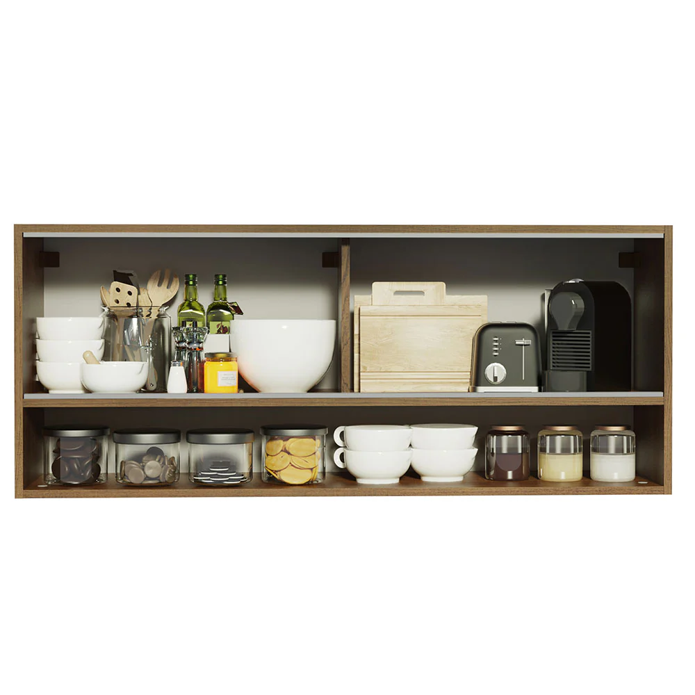 Armário Aéreo Madesa 120cm 2 Portas Correr Vidro Reflex 1 Nicho para Cozinhas Glamy, Lux e Reims Rustic - Image 3