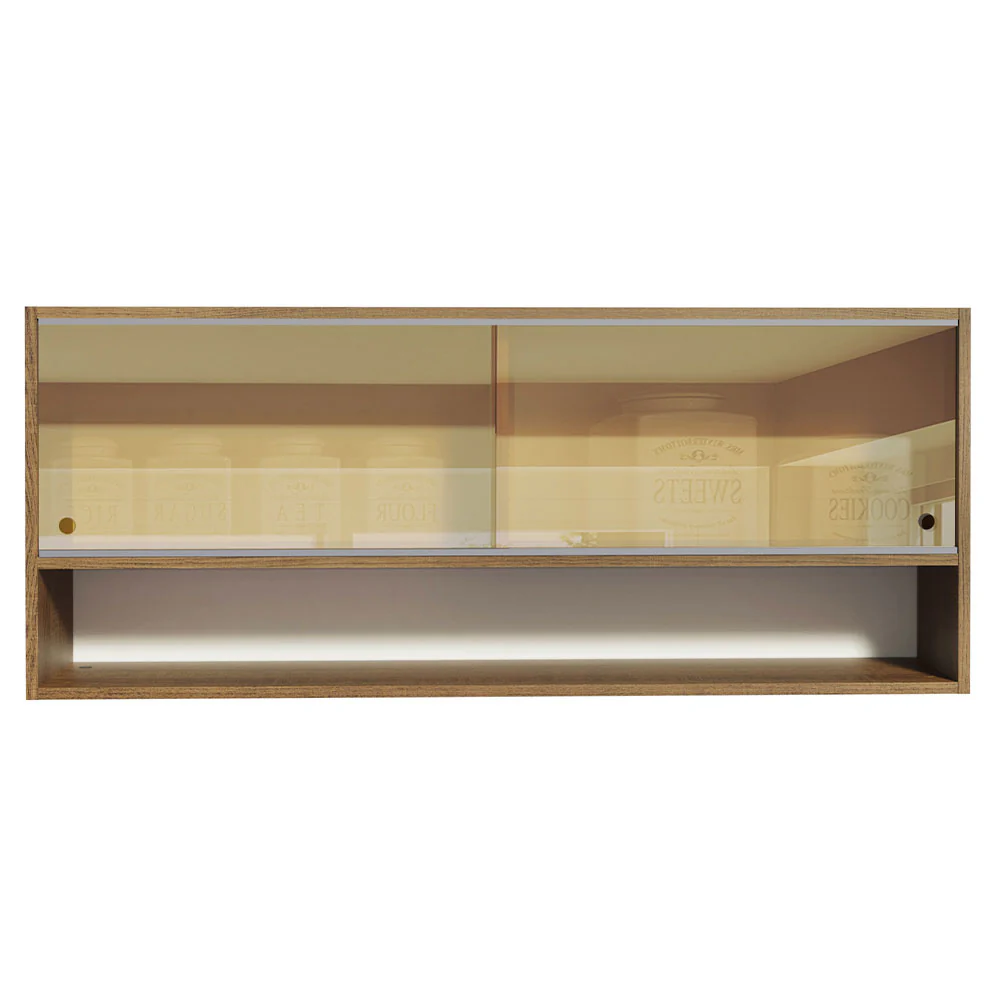 Armário Aéreo Madesa 120cm 2 Portas Correr Vidro Reflex 1 Nicho para Cozinhas Glamy, Lux e Reims Rustic - Image 5