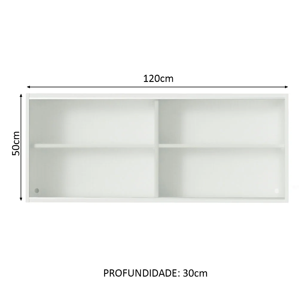 Armário Aéreo Madesa 2 Portas de Correr de Vidro para Cozinhas Glamy, Lux e Reims Branco - Image 2