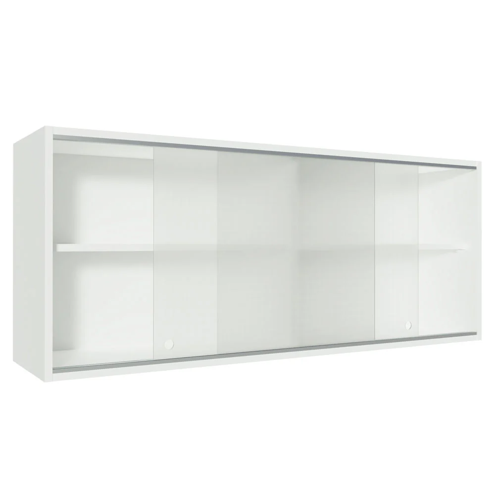 Armário Aéreo Madesa 2 Portas de Correr de Vidro para Cozinhas Glamy, Lux e Reims Branco - Image 4