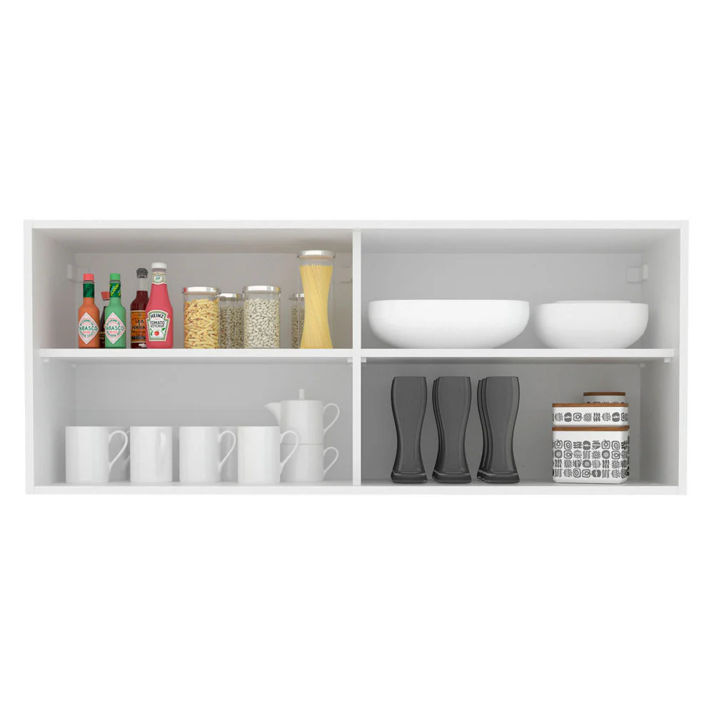 Armário Aéreo Madesa 2 Portas de Correr Vidro Reflex para Cozinhas Glamy, Lux, Agata e Reims Branco - Image 3