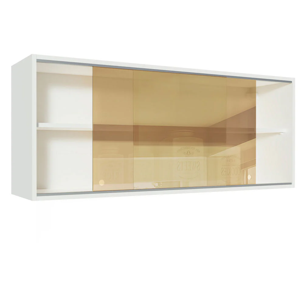 Armário Aéreo Madesa 2 Portas de Correr Vidro Reflex para Cozinhas Glamy, Lux, Agata e Reims Branco - Image 4
