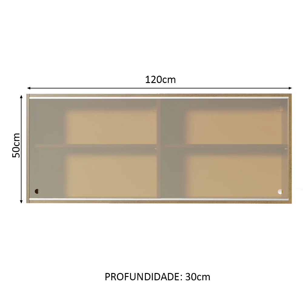 Armário Aéreo Madesa 2 Portas de Correr Vidro Reflex para Cozinhas Glamy, Lux, Agata e Reims Rustic - Image 2