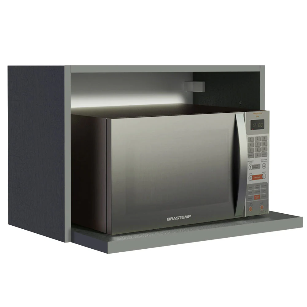 Armário Aéreo 60 cm Nicho para Microondas e Forno Elétrico Cinza Nice Madesa - Image 3
