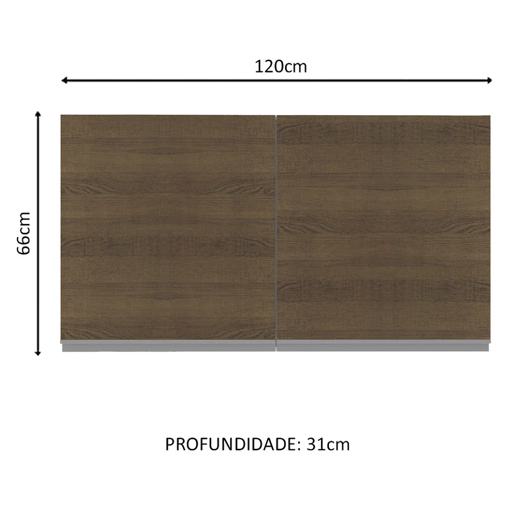 Armário Aéreo Madesa Acordes 100% MDF 120 cm 2 Portas Branco/Rustic - Image 2