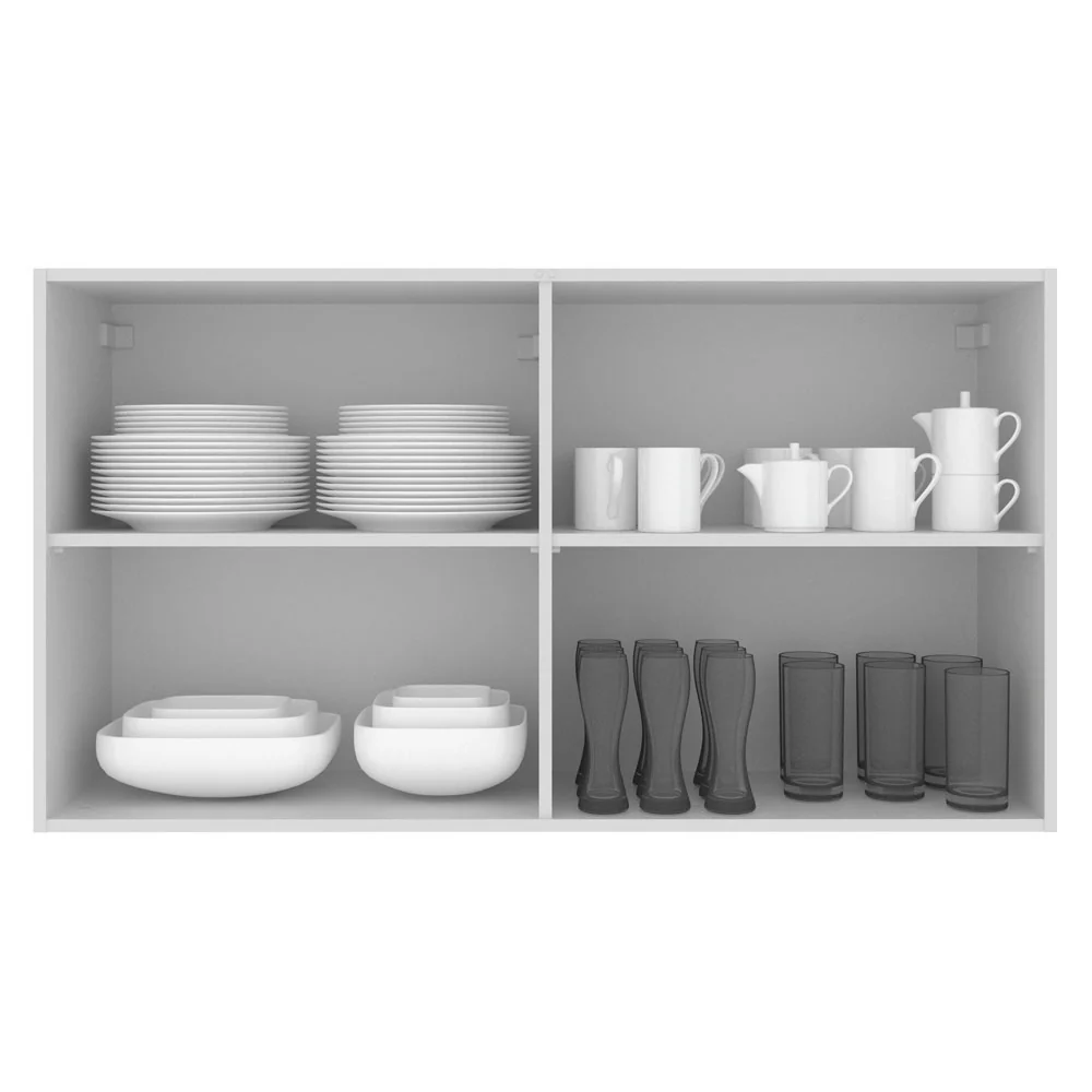 Armário Aéreo Madesa Acordes 100% MDF 120 cm 2 Portas Branco/Rustic - Image 3