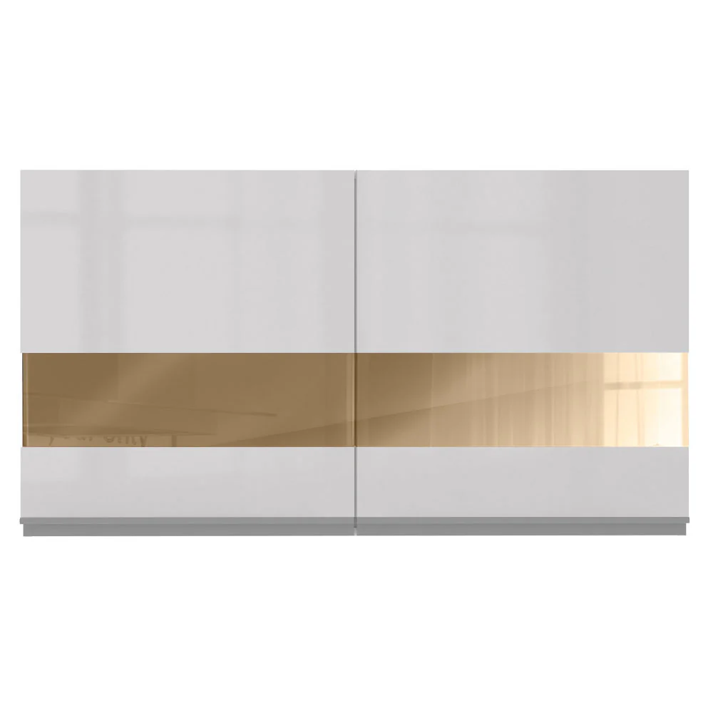 Armário Aéreo Madesa Acordes 100% MDF 120 cm 2 Portas Vidro Reflex Branco Brilho - Image 8