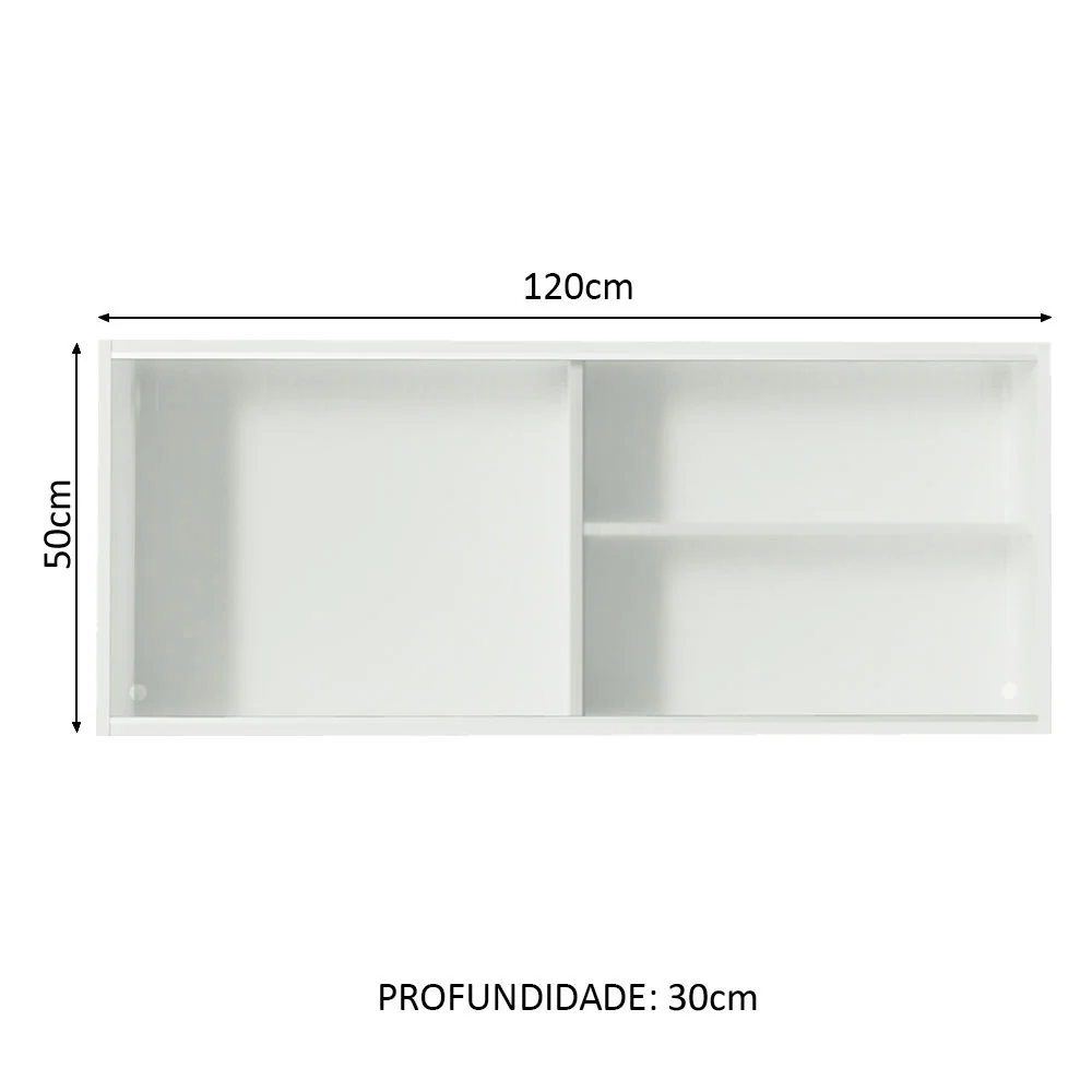Armário Aéreo Madesa Acordes 100% MDF 2 Portas de Correr de Vidro Branco - Image 2