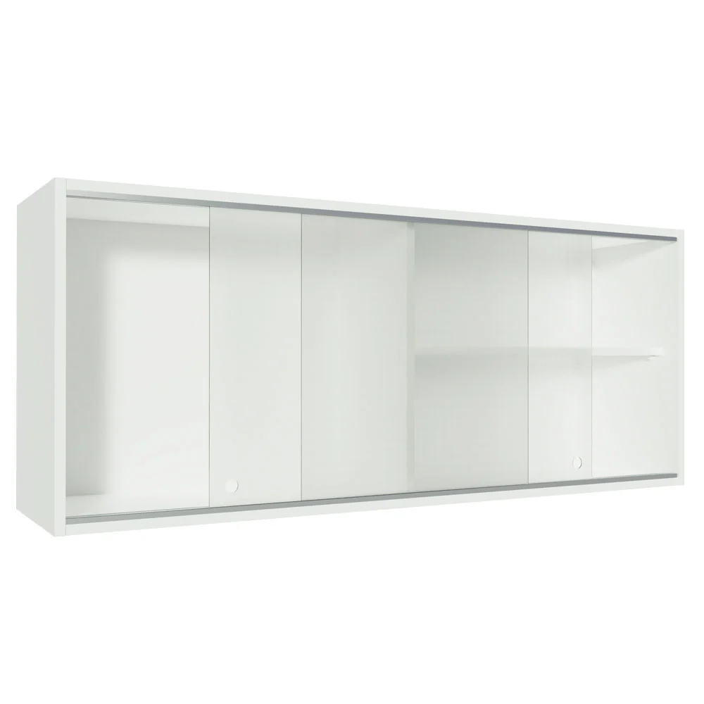 Armário Aéreo Madesa Acordes 100% MDF 2 Portas de Correr de Vidro Branco - Image 4