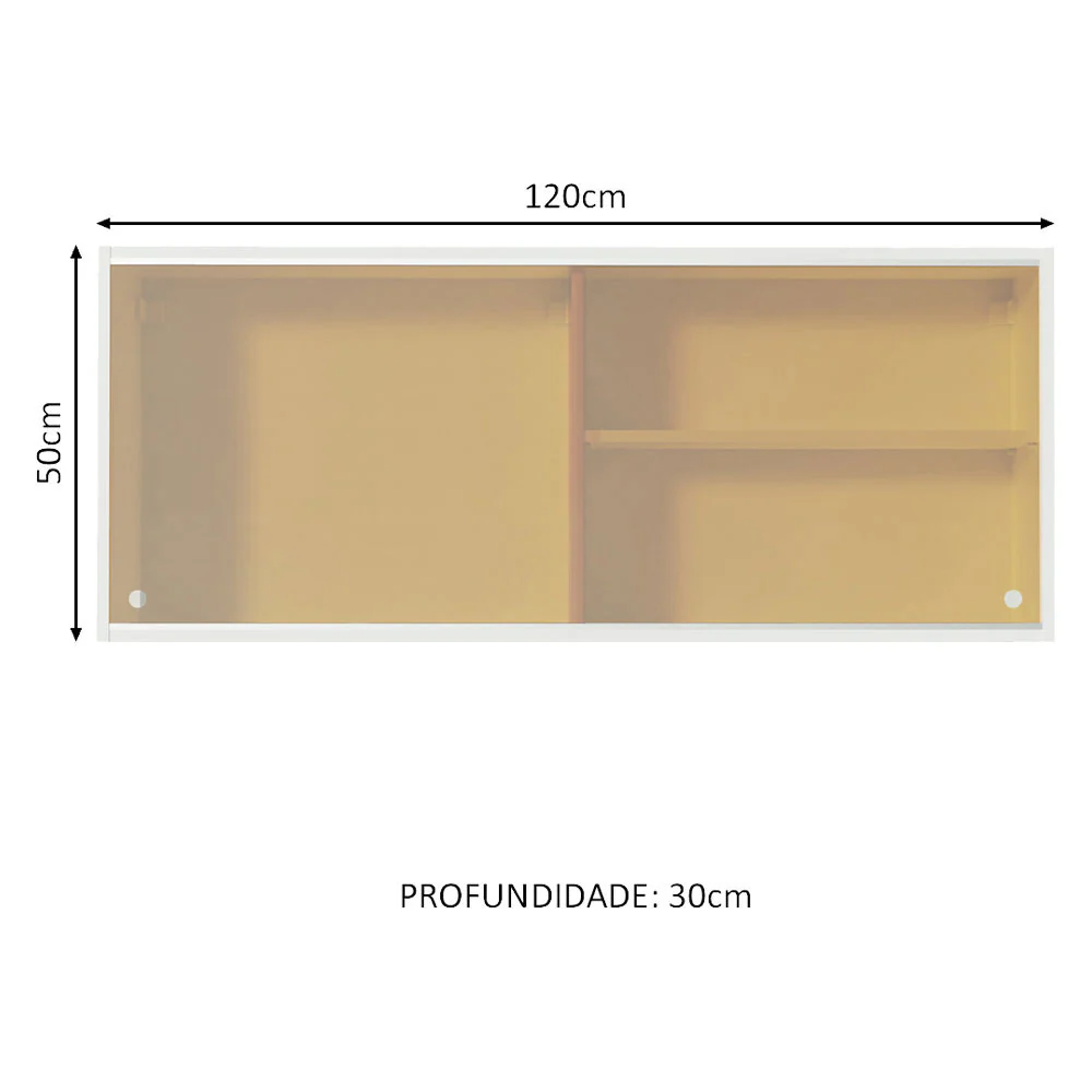 Armário Aéreo Madesa Acordes 100% MDF 2 Portas de Correr de Vidro Reflex Branco - Image 2