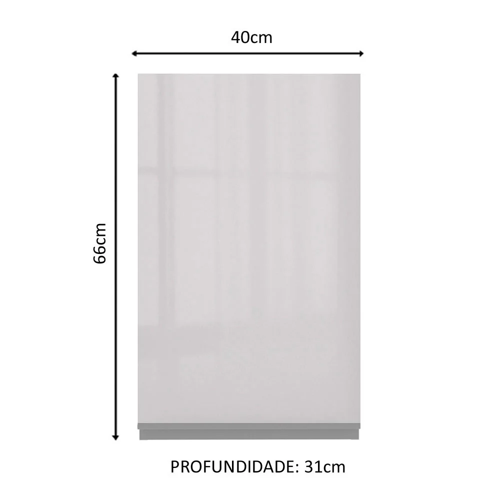 Armário Aéreo Madesa Acordes 100% MDF 40 cm 1 Porta Branco Brilho - Image 2