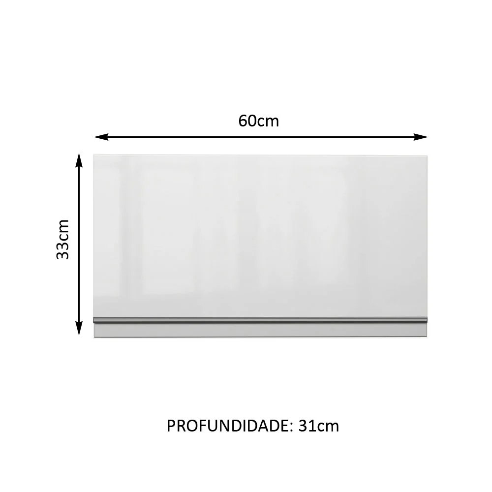 Armário Aéreo Madesa Acordes 100% MDF 60 cm 1 Porta Basculante Branco Brilho - Image 2
