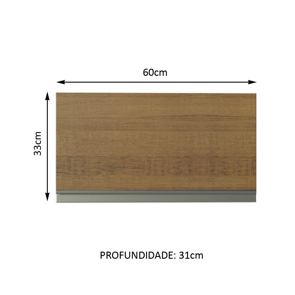 Armário Aéreo Madesa Acordes 100% MDF 60 cm 1 Porta Basculante Branco/Rustic - Image 2