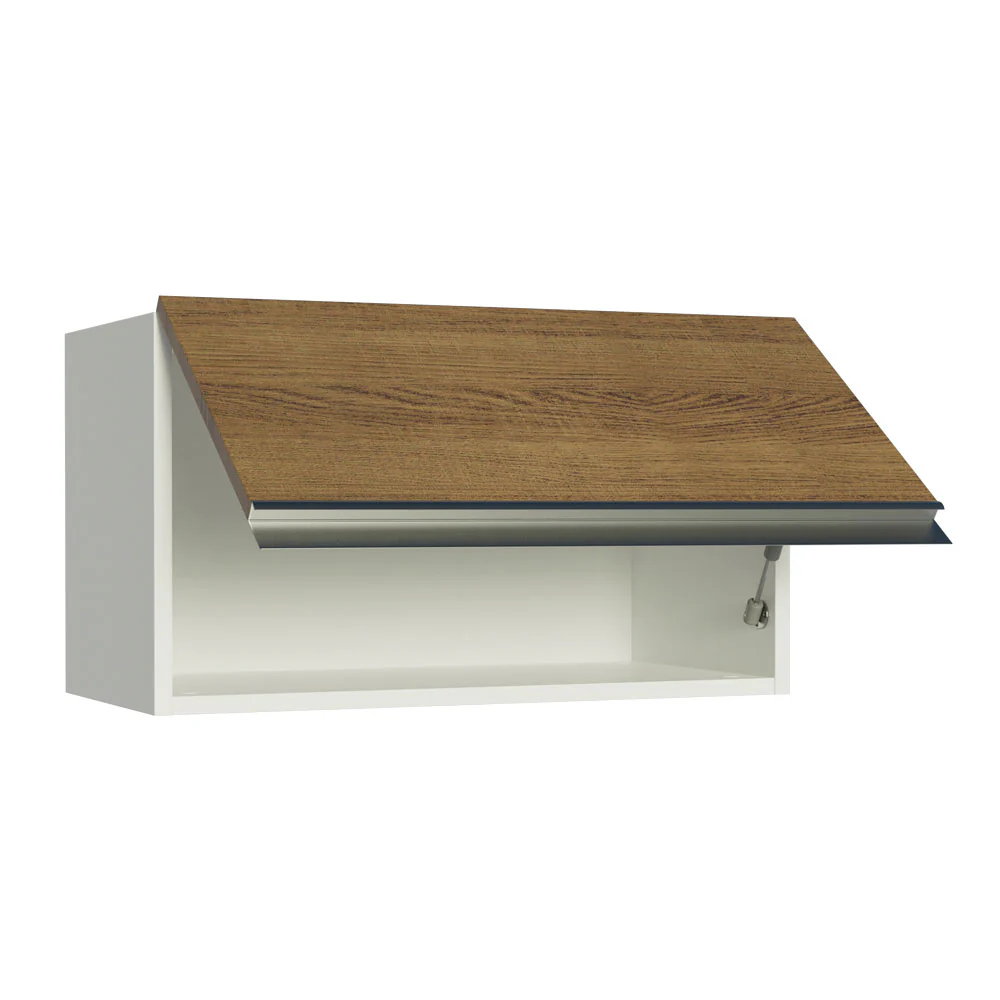 Armário Aéreo Madesa Acordes 100% MDF 60 cm 1 Porta Basculante Branco/Rustic - Image 4