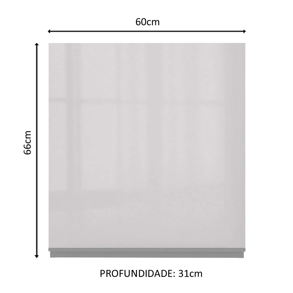 Armário Aéreo Madesa Acordes 100% MDF 60 cm 1 Porta Branco Brilho - Image 2