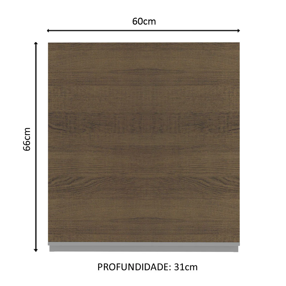 Armário Aéreo Madesa Acordes 100% MDF 60 cm 1 Porta Branco/Rustic - Image 2