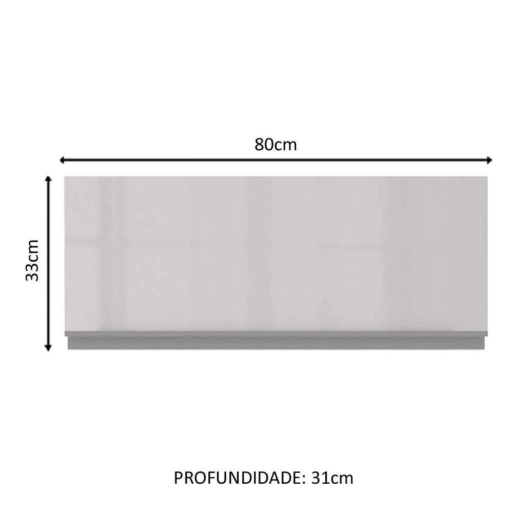 Armário Aéreo Madesa Acordes 100% MDF 80 cm 1 Porta Basculante Branco Brilho - Image 2