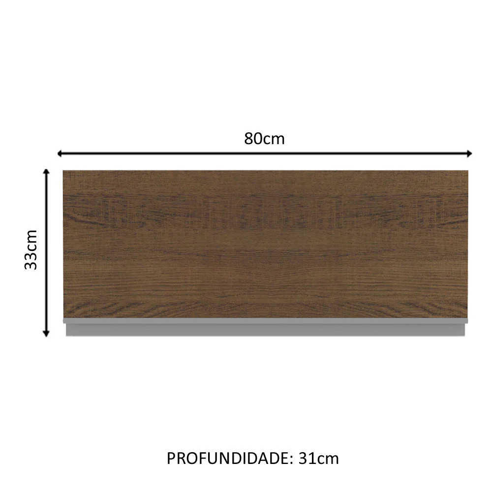 Armário Aéreo Madesa Acordes 100% MDF 80 cm 1 Porta Basculante Branco/Rustic - Image 2