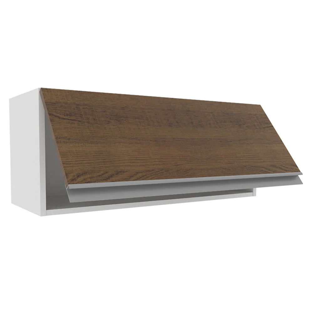 Armário Aéreo Madesa Acordes 100% MDF 80 cm 1 Porta Basculante Branco/Rustic - Image 3
