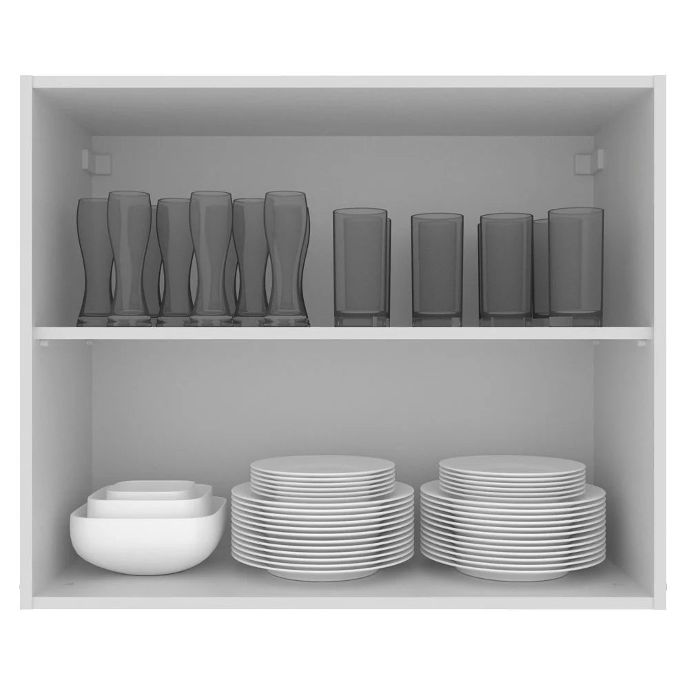 Armário Aéreo Madesa Acordes 100% MDF 80 cm 2 Portas Branco Brilho - Image 3