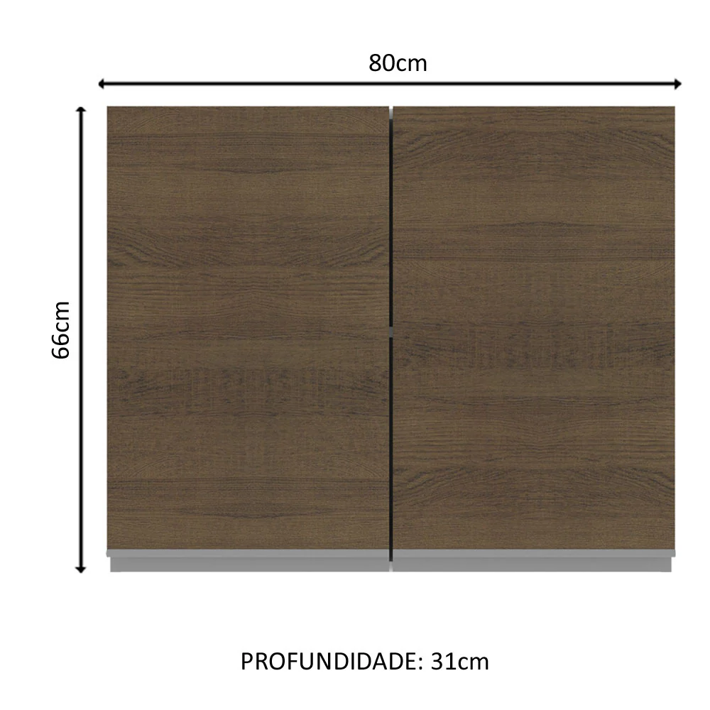 Armário Aéreo Madesa Acordes 100% MDF 80 cm 2 Portas Branco/Rustic - Image 2