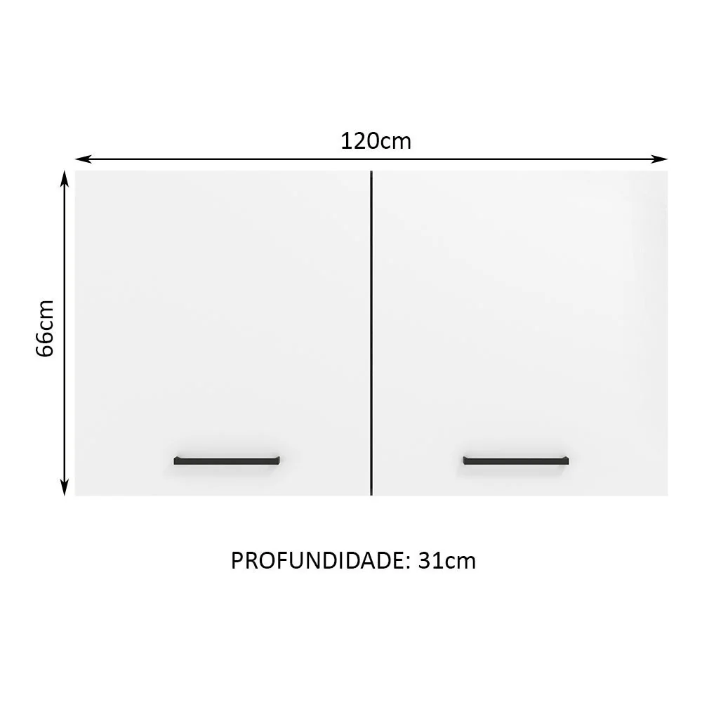 Armário Aéreo Madesa Agata 120 cm 2 Portas Branco - Image 2