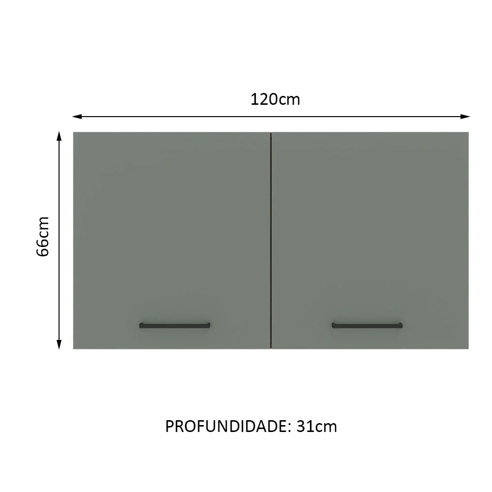 Armário Aéreo Madesa Agata 120 cm 2 Portas Branco/Cinza - Image 2