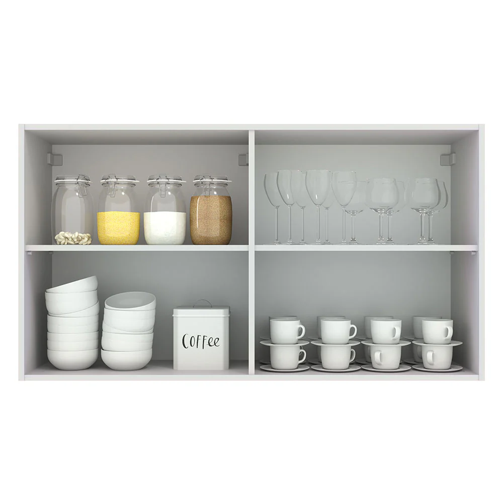 Armário Aéreo Madesa Agata 120 cm 2 Portas Branco/Cinza - Image 3