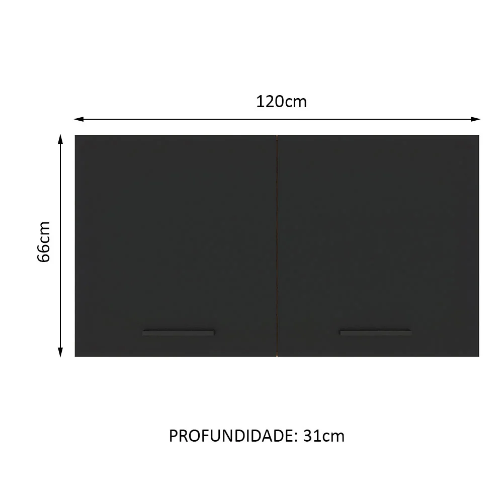 Armário Aéreo Madesa Agata 120 cm 2 Portas Rustic/Preto - Image 2