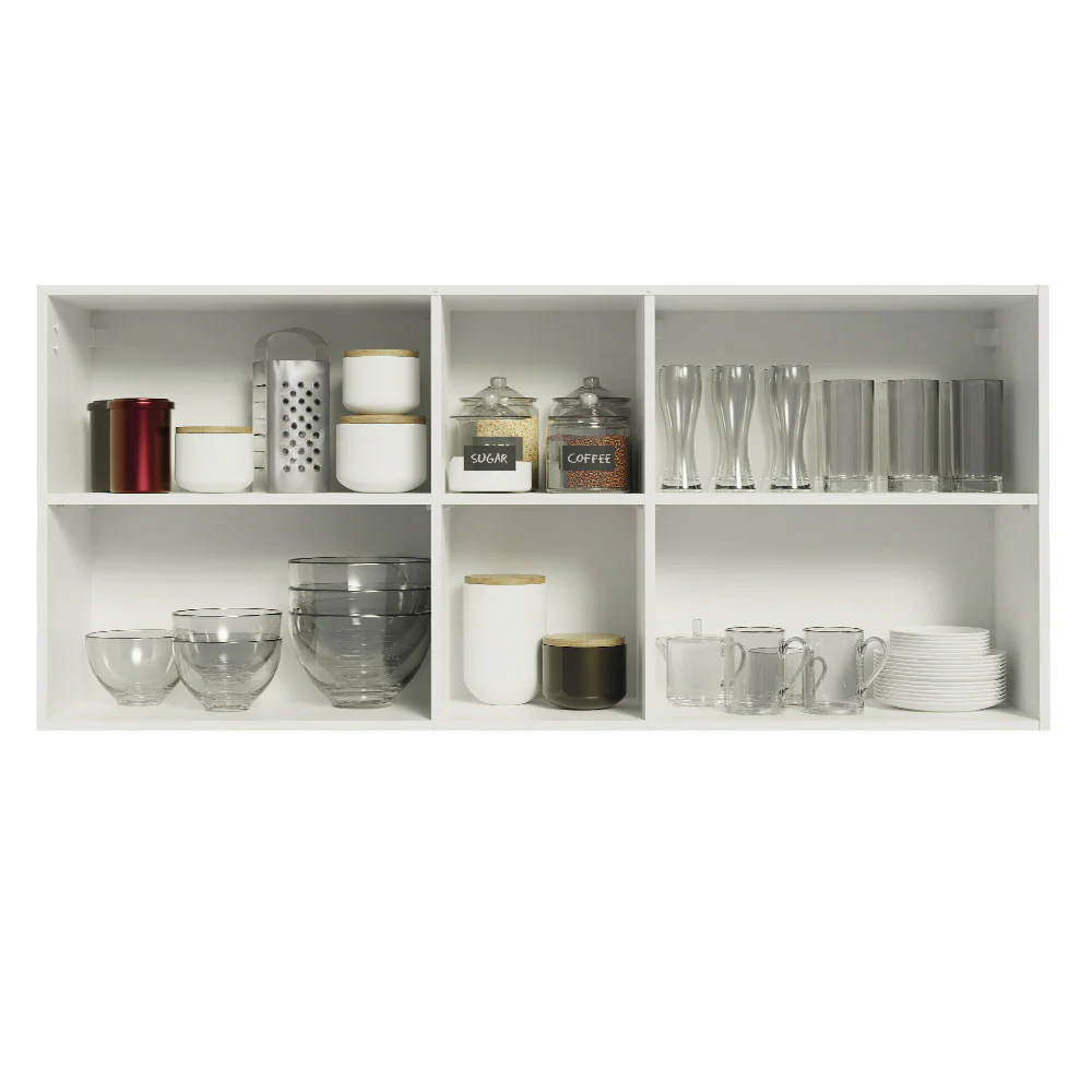 Armário Aéreo Madesa Agata 150 cm 2 Portas e 2 Nichos Branco/Cinza - Image 3