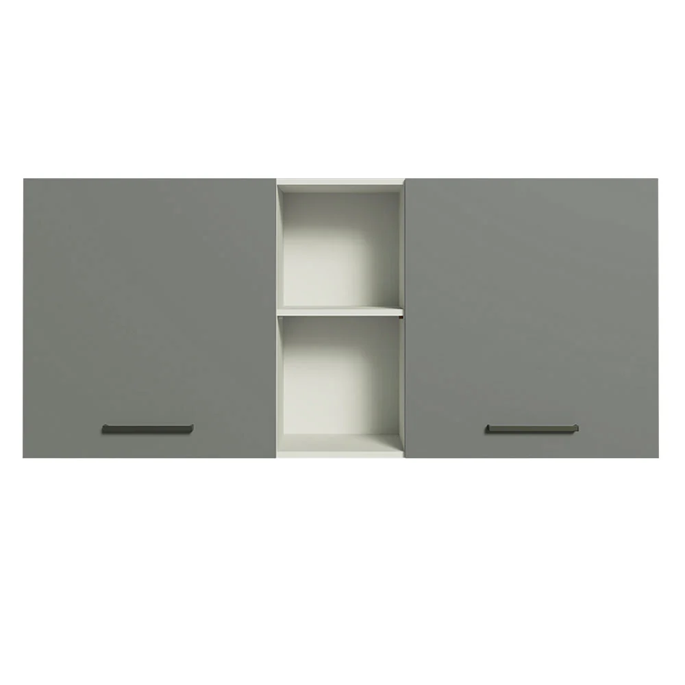 Armário Aéreo Madesa Agata 150 cm 2 Portas e 2 Nichos Branco/Cinza - Image 8