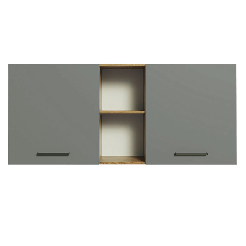Armário Aéreo Madesa Agata 150 cm 2 Portas e 2 Nichos Rustic/Cinza - Image 8