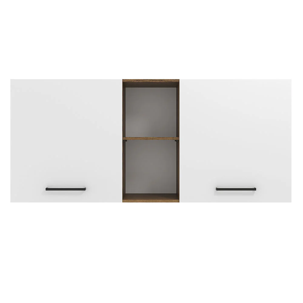 Armário Aéreo Madesa Agata 150 cm 2 Portas e 2 Nichos Rustic/Branco - Image 6