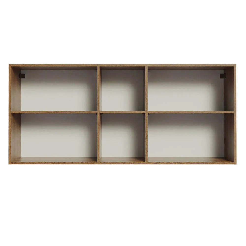 Armário Aéreo Madesa Agata 150 cm 2 Portas e 2 Nichos Rustic/Branco - Image 7