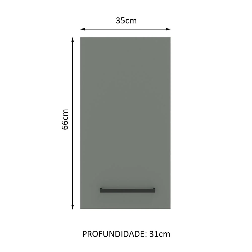 Armário Aéreo Madesa Agata 35 cm 1 Porta Branco/Cinza - Image 2