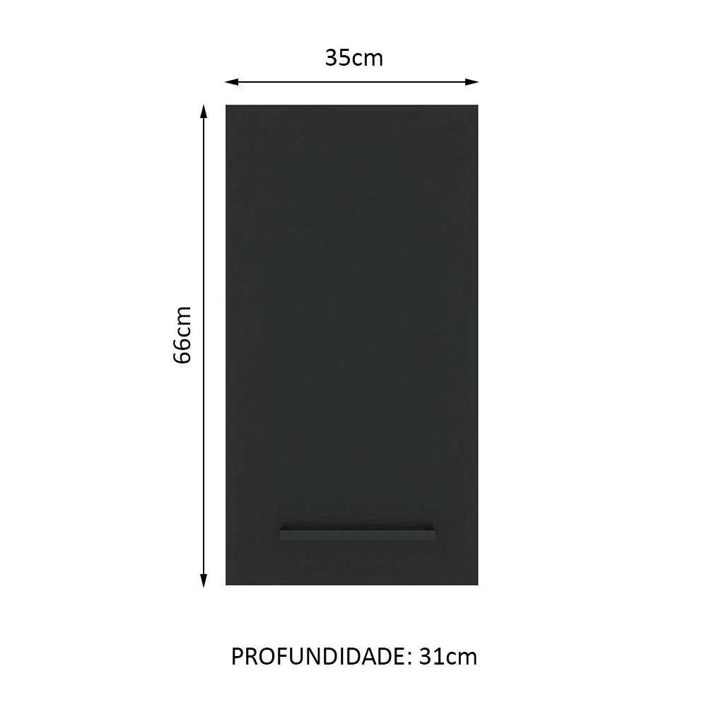 Armário Aéreo Madesa Agata 35 cm 1 Porta Branco/Preto - Image 2