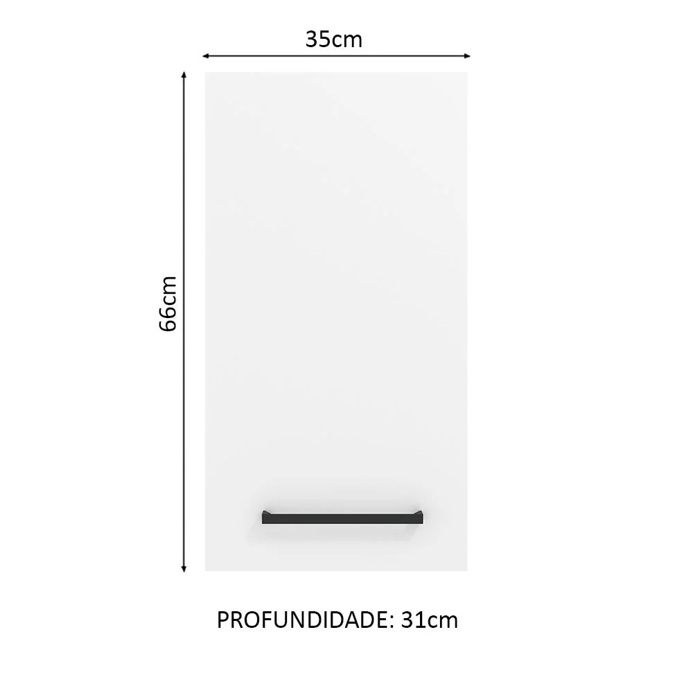 Armário Aéreo Madesa Agata 35 cm 1 Porta Rustic/Branco - Image 2