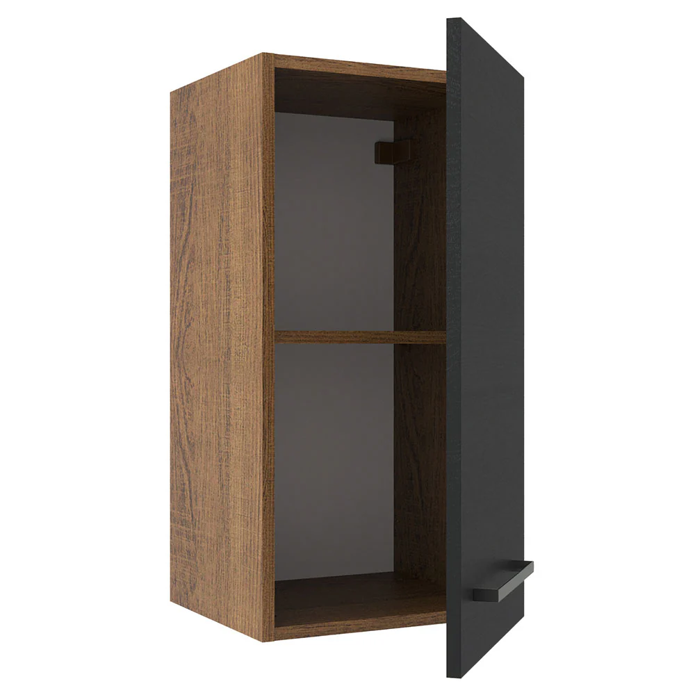 Armário Aéreo Madesa Agata 35 cm 1 Porta Rustic/Preto - Image 4