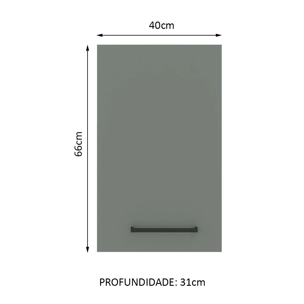 Armário Aéreo Madesa Agata 40 cm 1 Porta Branco/Cinza - Image 2