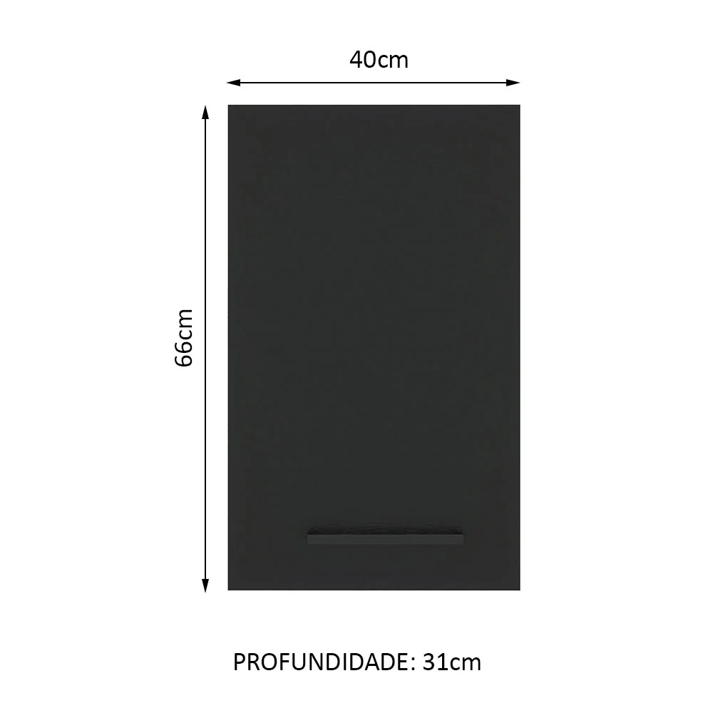Armário Aéreo Madesa Agata 40 cm 1 Porta Branco/Preto - Image 2