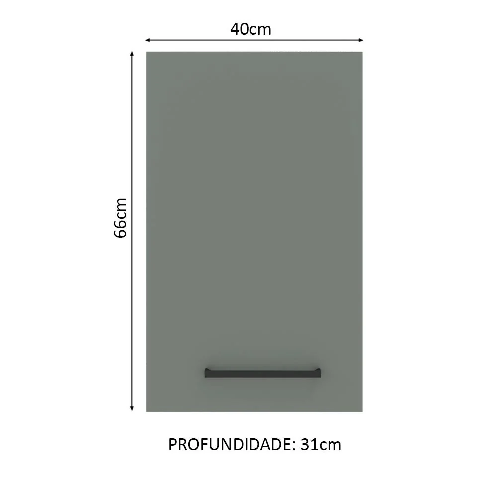 Armário Aéreo Madesa Agata 40 cm 1 Porta Rustic/Cinza - Image 2