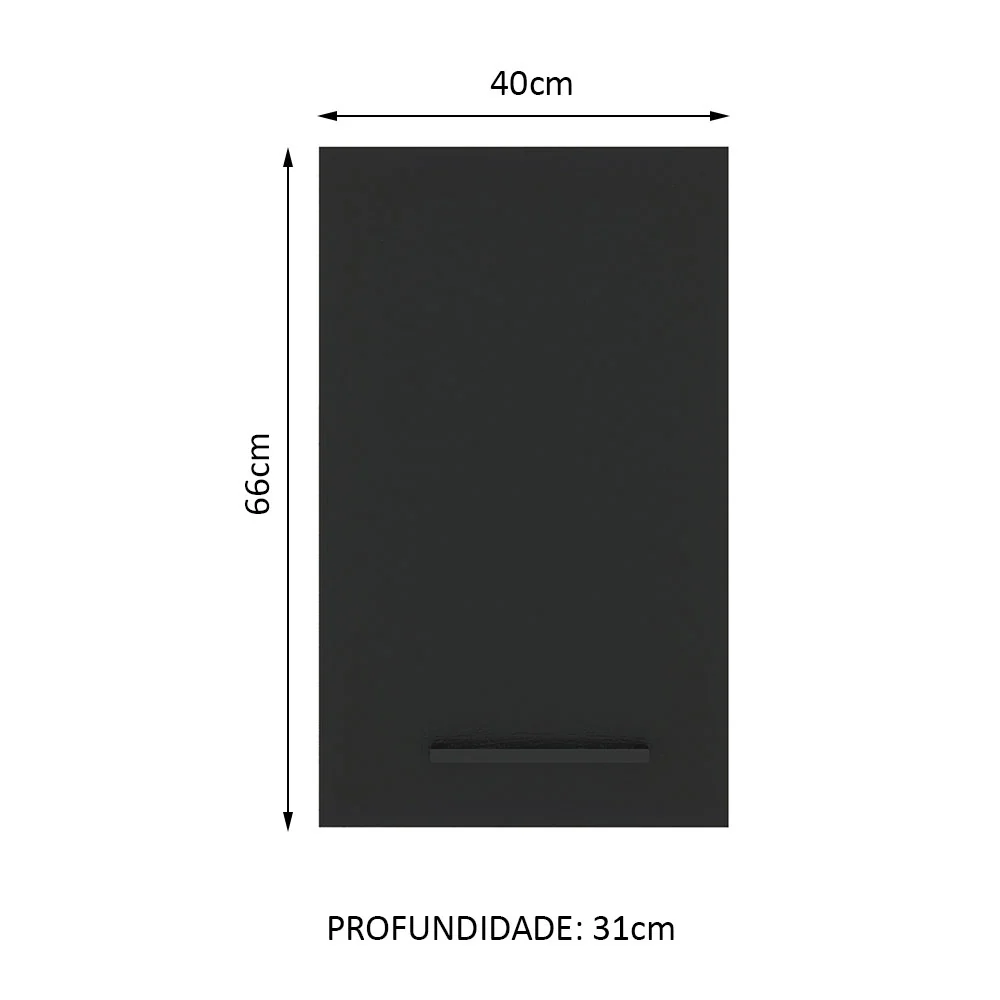 Armário Aéreo Madesa Agata 40 cm 1 Porta Rustic/Preto - Image 2