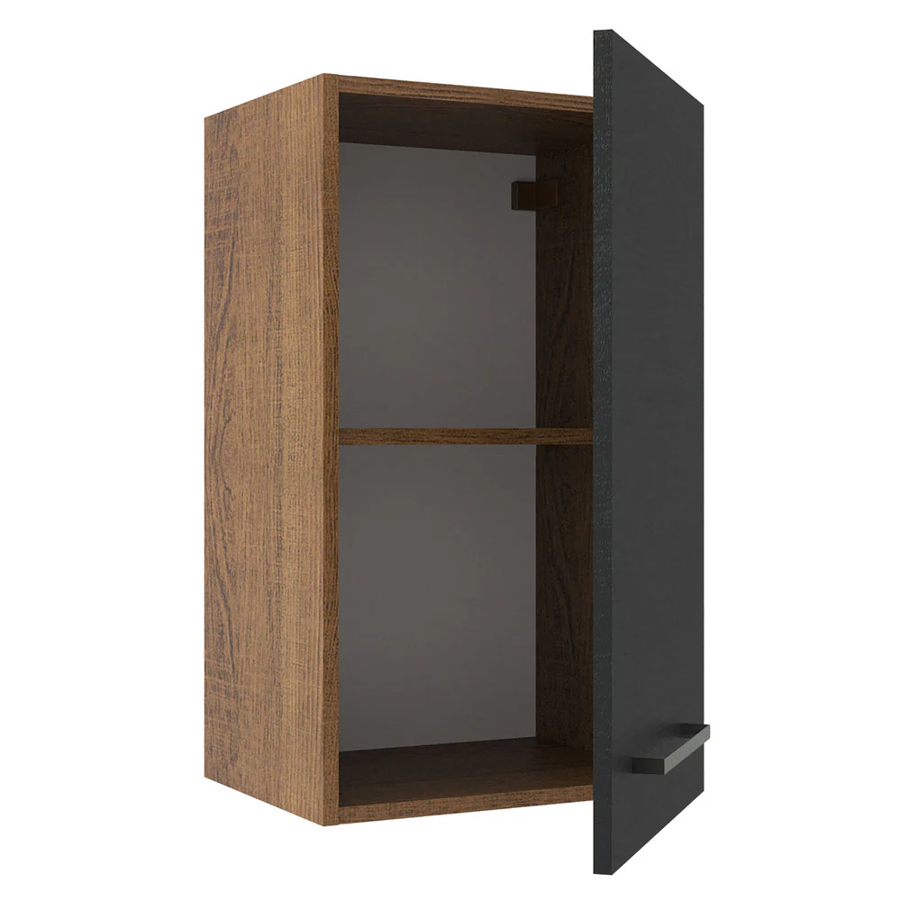 Armário Aéreo Madesa Agata 40 cm 1 Porta Rustic/Preto - Image 4