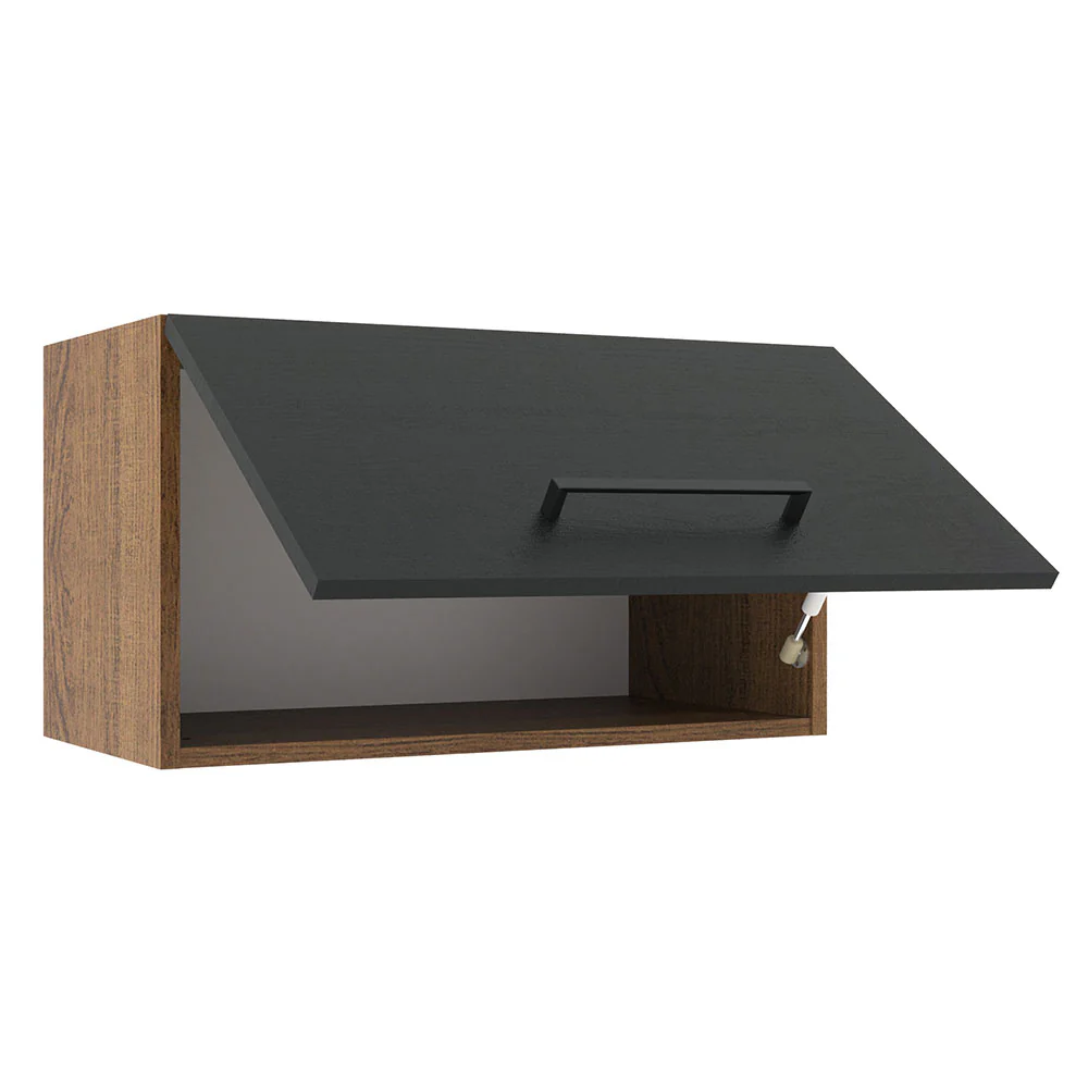Armário Aéreo Madesa Agata 60 cm 1 Porta Basculante Rustic/Preto - Image 4