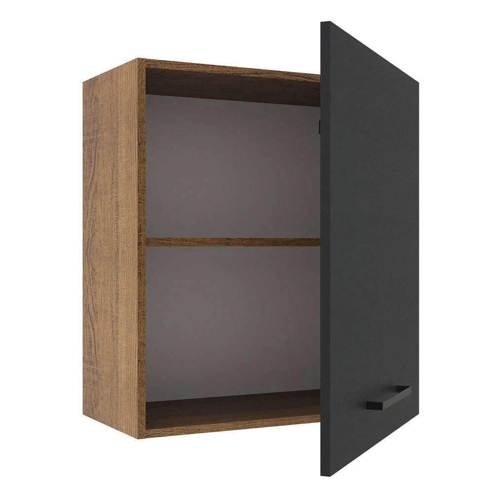 Armário Aéreo Madesa Agata 60 cm 1 Porta Rustic/Preto - Image 4