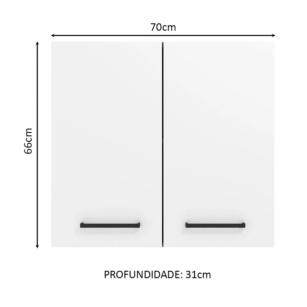 Armário Aéreo Madesa Agata 70 cm 2 Portas Branco - Image 2