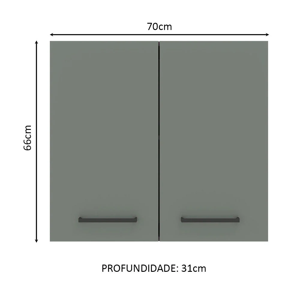 Armário Aéreo Madesa Agata 70 cm 2 Portas Branco/Cinza - Image 2