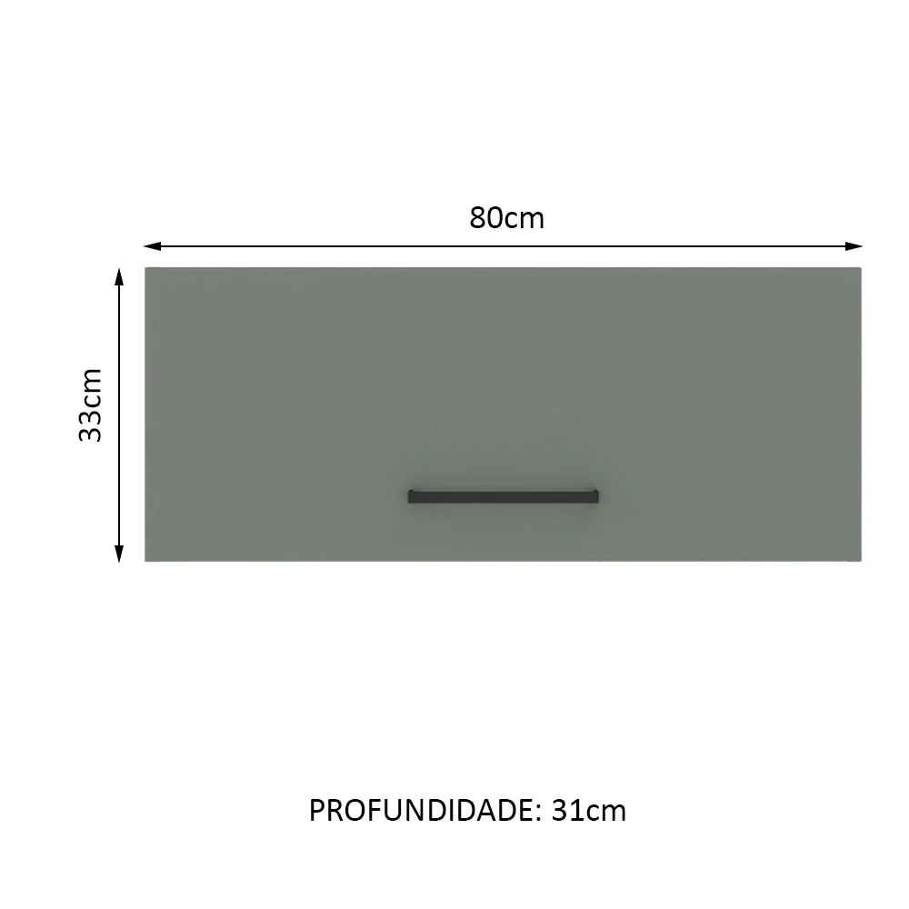 Armário Aéreo Madesa Agata 80 cm 1 Porta Basculante Branco/Cinza - Image 2
